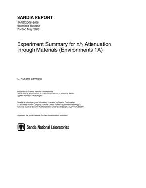 Experiment summary for n/y attenuation through materials (Environments 1A).