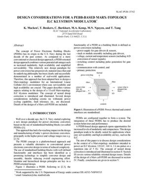 Design Considerations for a PEBB-Based Marx-Topology ILC Klystron Modulator