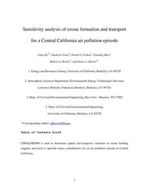Sensitivity analysis of ozone formation and transport for a Central California air pollution episode