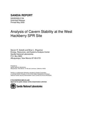 Analysis of cavern stability at the West Hackberry SPR site.