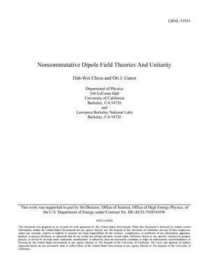 Noncommutative Dipole Field Theories And Unitarity