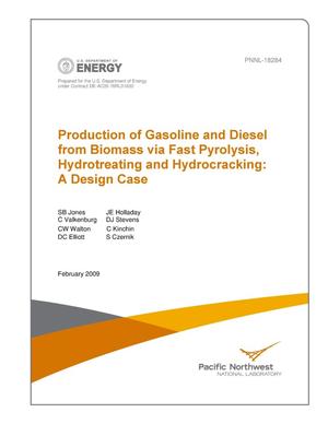 Production of Gasoline and Diesel from Biomass via Fast Pyrolysis, Hydrotreating and Hydrocracking: A Design Case
