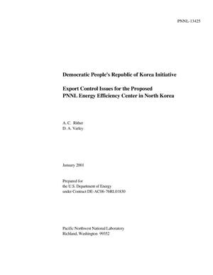 Democratic Peoples Republic of Korea Initiative, Export Control Issues for the Proposed PNNL Energy Efficiency Center in North Korea
