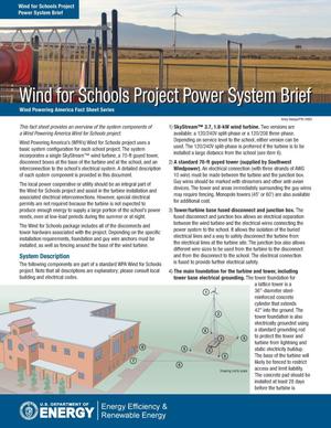 Wind for Schools Project Power System Brief, Wind Powering America Fact Sheet Series