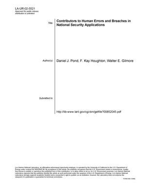 Contributions to Human Errors and Breaches in National Security Applications.