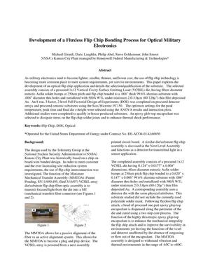 Development of a Fluxless Flip Chip Bonding Process for Optical Military Electronics