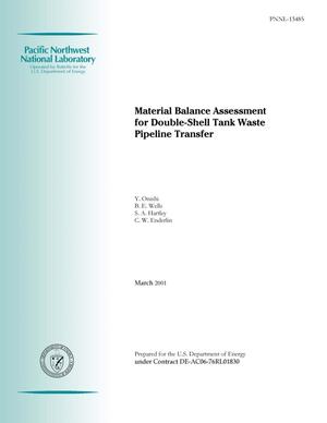 Material Balance Assessment for Double-Shell Tank Waste Pipeline Transfer