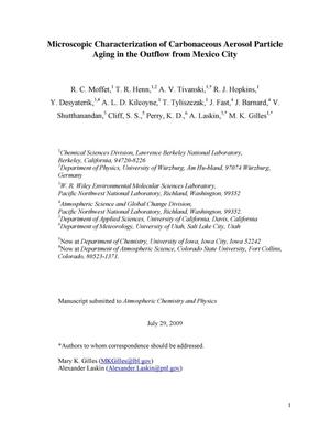 Microscopic Characterization of Carbonaceous Aerosol Particle Aging in the Outflow from Mexico City