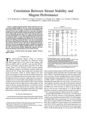 Correlation Between Strand Stability and Magnet Performance