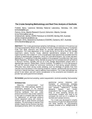 The U-tube sampling methodology and real-time analysis of geofluids