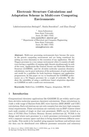 Electronic Structure Calculations and Adaptation Scheme in Multi-core Computing Environments