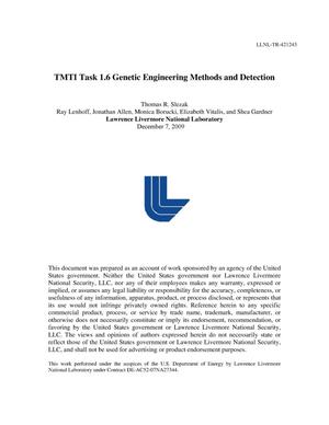 TMTI Task 1.6 Genetic Engineering Methods and Detection