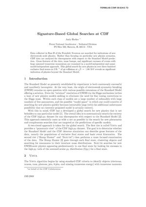 Signature-based global searches at CDF
