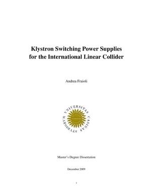Klystron switching power supplies for the Internation Linear Collider
