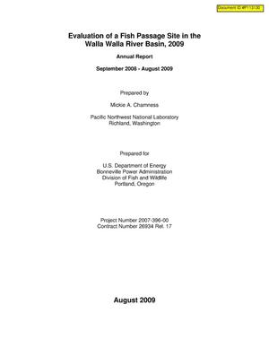 Evaluation of a Fish Passage Site in the Walla Walla River Basin, 2009 Annual Report : September 2008 - August 2009.