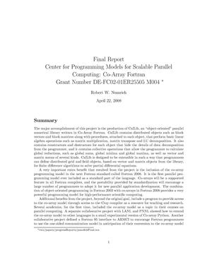 Final Report, Center for Programming Models for Scalable Parallel Computing: Co-Array Fortran, Grant Number DE-FC02-01ER25505