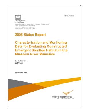 Characterization and Monitoring Data for Evaluating Constructed Emergent Sandbar Habitat in the Missouri River Mainstem