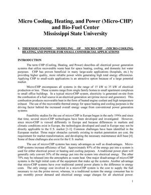Micro Cooling, Heating, and Power (Micro-CHP) and Bio-Fuel Center, Mississippi State University