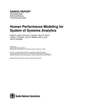 Human performance modeling for system of systems analytics.