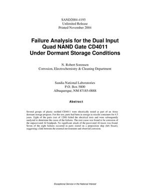 Failure analysis for the dual input quad NAND fate CD4011 under dormant storage conditions.