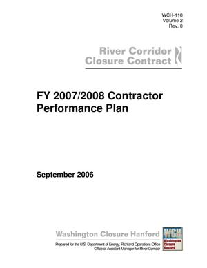 FY 2007/2008 Contractor Performance Plan, Volume 2