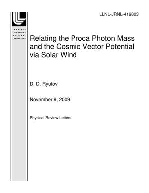 Relating the Proca Photon Mass and the Cosmic Vector Potential via Solar Wind