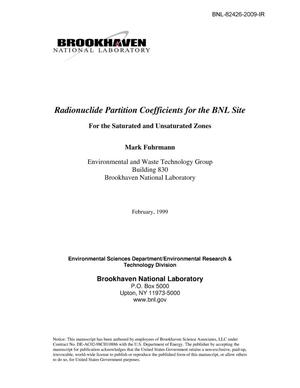 Radionuclide Coefficients for the BNL Site: For the Saturated and Unsaturated Zones