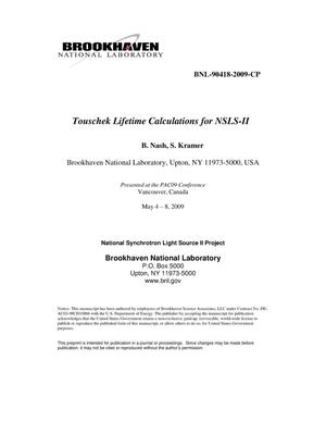 Touschek Lifetime Calculations for NSLS-II