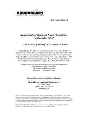 Responsivity of Diamond X-ray Photodiodes Calibrated at NSLS