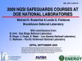 Primary view of 2009 NGSI Safeguards Courses at DOE National Laboratories