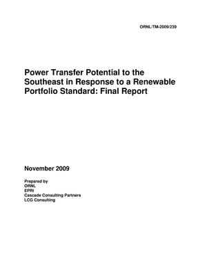 Power Transfer Potential to the Southeast in Response to a Renewable Portfolio Standard: Final Report