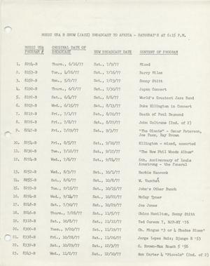 Music USA Recording Schedule, January-March 1978 and 1980
