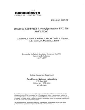 Results of LEBT/MEBT reconfiguration at BNL 200 MeV LINAC