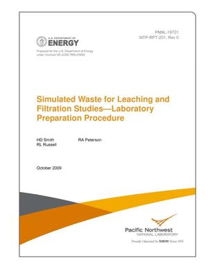 Simulated Waste for Leaching and Filtration Studies--Laboratory Preparation Procedure