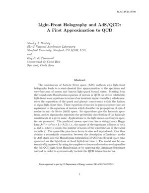 Light-Front Holography and Non-Perturbative QCD