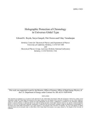 Holographic Protection of Chronology in Universes of the Godel Type