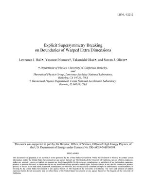Explicit Supersymmetry Breaking on Boundaries of Warped Extra Dimensions