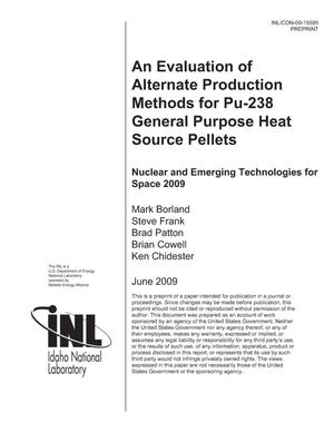 Primary view of object titled 'An Evaluation of Alternate Production Methods for Pu-238 General Purpose Heat Source Pellets'.