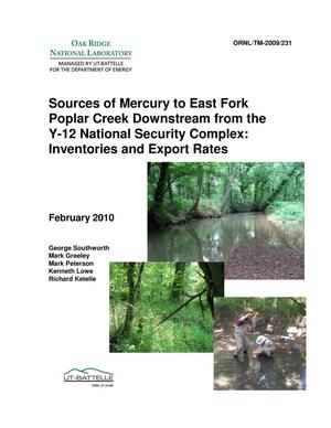 Sources of Mercury to East Fork Poplar Creek Downstream from the Y-12 National Security Complex: Inventories and Export Rates