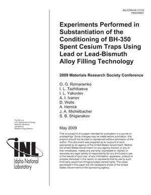 Experiments Performed in Substantiation of the Conditioning of BN-350 Spent Cesium Traps Using Lead or Lead-Bismuth Alloy Filling Technology