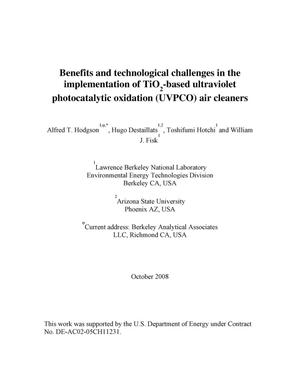 Benefits and technological challenges in the implementation of TiO2-based ultraviolet photocatalytic oxidation (UVPCO) air cleaners