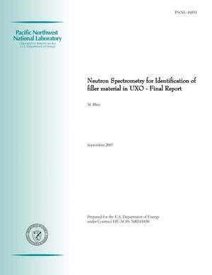 Neutron Spectrometry for Identification of filler material in UXO - Final Report