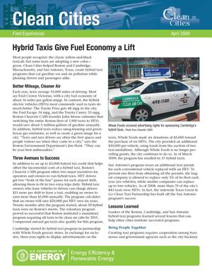 Hybrid Taxis Give Fuel Economy a Lift, Clean Cities, Fleet Experiences, April 2009 (Fact Sheet)
