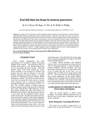 Fast fall-time ion beam in neutron generators