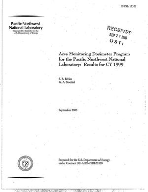 Area Monitoring Dosimeter Program for the Pacific Northwest National Laboratory: Results for CY 1999