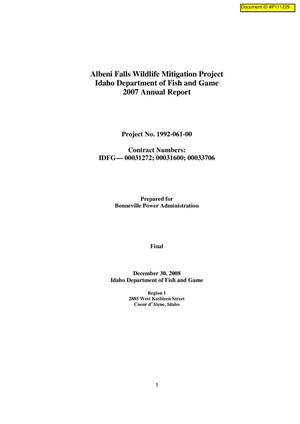 Albeni Falls Wildlife Mitigation Project; Idaho Department of Fish and Game 2007 Final Annual Report.