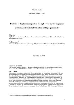 Evolution of the plasma composition of a high power impulse magnetron sputtering system studied with a time-of-flight spectrometer
