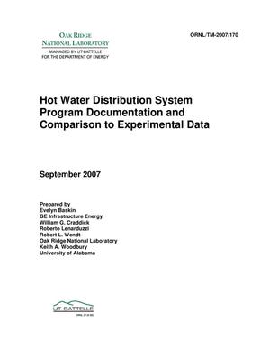 Hot Water Distribution System Program Documentation and Comparison to Experimental Data