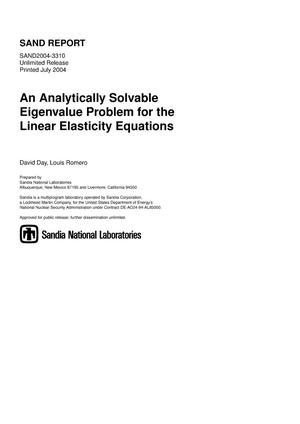 An analytically solvable eigenvalue problem for the linear elasticity equations.