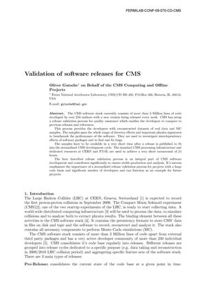 Validation of software releases for CMS